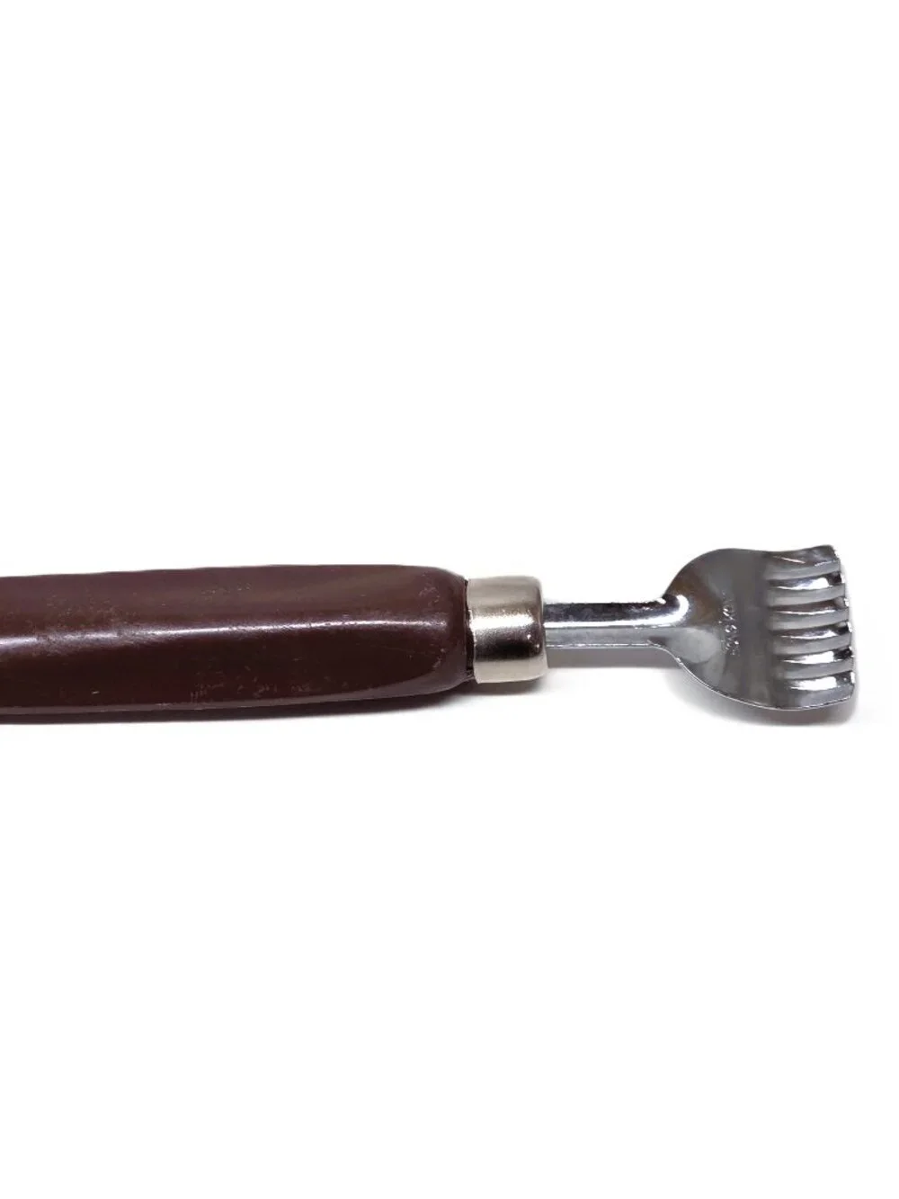 Vintage Butter Curler Scallop Edge Made in Hong Kong Plastic Handle Brown 6.25